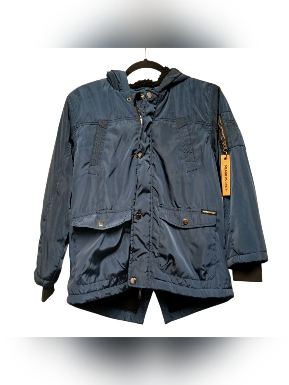 Members Only Girls Navy Hooded Parka Coat 10/12 EUC